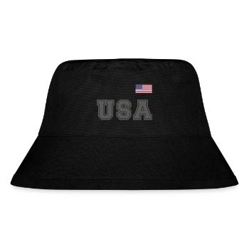 TEAM USA amerikanische Flagge Fahne über Schrift - Stanley/Stella recycelter Bucket Hat - Schwarz - Vorne