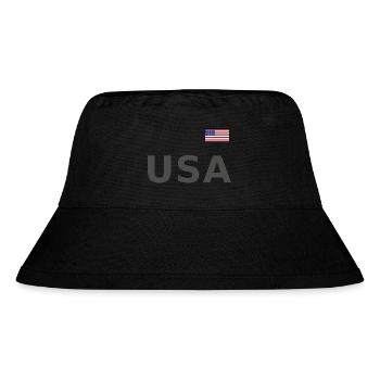 TEAM USA amerikanische Flagge Fahne über Schrift - Stanley/Stella recycelter Bucket Hat - Schwarz - Vorne