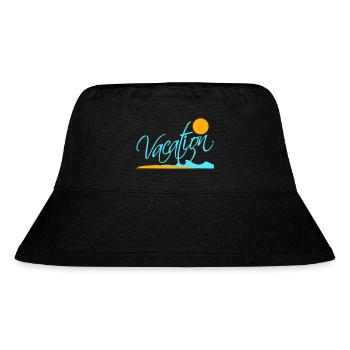 Vacation Spruch Text Sonne Strand Schriftzug Logo - Stanley/Stella recycelter Bucket Hat - Schwarz - Vorne