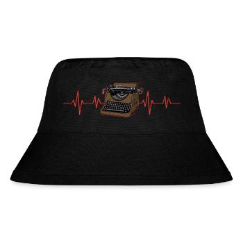 Klassiker Typewriter Schreiben Roman Bücher - Stanley/Stella recycelter Bucket Hat - Schwarz - Vorne