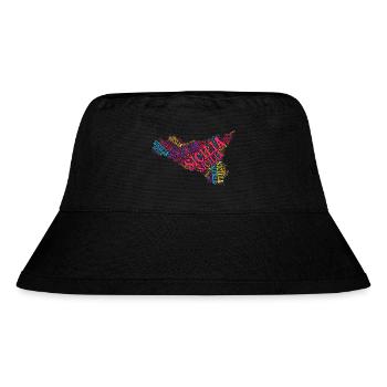 Sicily t-shirt map word cloud trinacria - Stanley/Stella Recycled Bucket Hat - black - Front