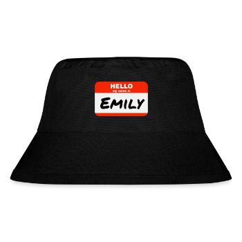 Hello My Name Is Emily Label Name Tag - Stanley/Stella Recycled Bucket Hat - black - Front