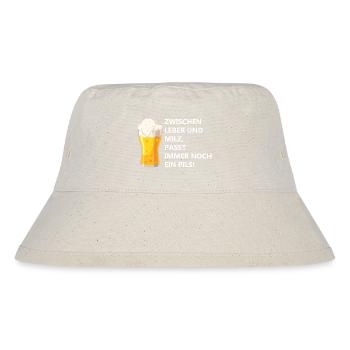 Zwischen Leber und Milz, passt immer noch ein Pils - Stanley/Stella recycelter Bucket Hat - Naturweiß - Vorne