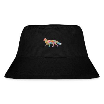 Fuchs Aquarell Silhouette Blumen - Stanley/Stella recycelter Bucket Hat - Schwarz - Vorne