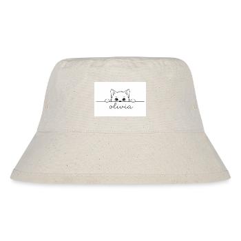 kitten looks curiously at Olivia. - Stanley/Stella Recycled Bucket Hat - natural - Front