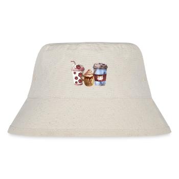 Cat mom loves coffee - Stanley/Stella Recycled Bucket Hat - natural - Front