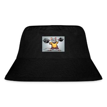 Kraftmaus beim Krafttraining - Stanley/Stella recycelter Bucket Hat - Schwarz - Vorne