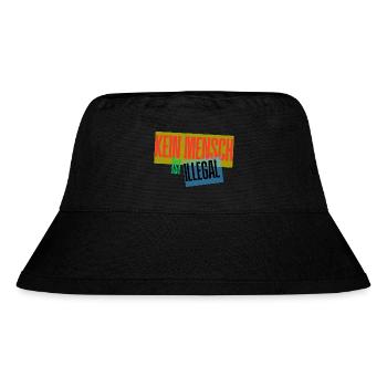 Kein Mensch ist Illegal Protest-Design - Stanley/Stella recycelter Bucket Hat - Schwarz - Vorne