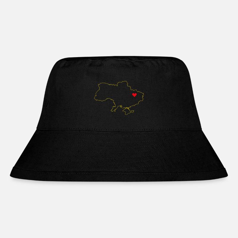 Ukraine Map - Minimalist Gold Design - Stanley/Stella Recycled Bucket Hat - black