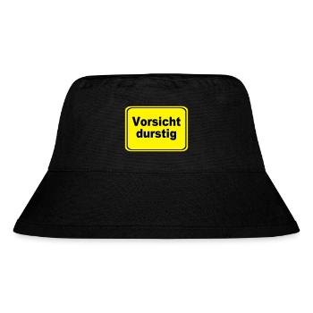 Vorsicht durstig Signet - Stanley/Stella recycelter Bucket Hat - Schwarz - Vorne