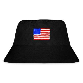 Painted American Flag - Stanley/Stella Recycled Bucket Hat - black - Front