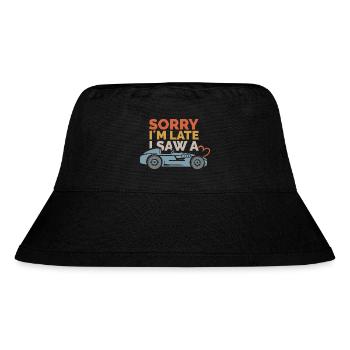 Sorry, i´m late – Auto Sprüche Design - Stanley/Stella recycelter Bucket Hat - Schwarz - Vorne