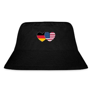 Deutschland USA Flagge Herz - Stanley/Stella recycelter Bucket Hat - Schwarz - Vorne