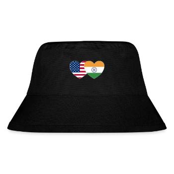 USA India Flag Heart - Stanley/Stella Recycled Bucket Hat - black - Front