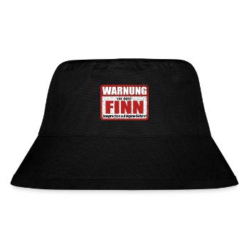 Finn Name Lustiges Warnschild - Stanley/Stella recycelter Bucket Hat - Schwarz - Vorne