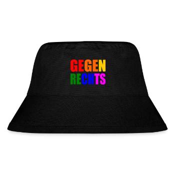 Gegen rechts - Stanley/Stella recycelter Bucket Hat - Schwarz - Vorne