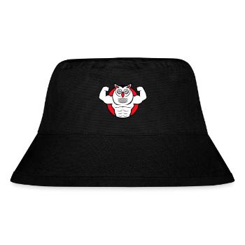 Eule Bodybuilder Muskeln Bizeps Posen Gym Rat Cool - Stanley/Stella recycelter Bucket Hat - Schwarz - Vorne