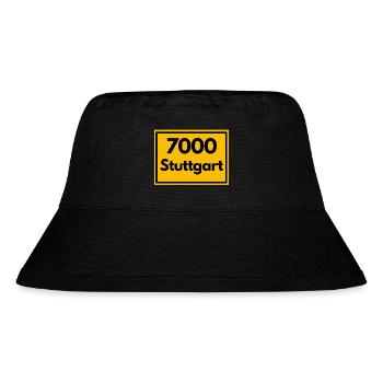 Ortsschild - damals Retro urban PLZ 7000 Stuttgart - Stanley/Stella recycelter Bucket Hat - Schwarz - Vorne