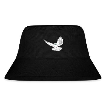 Friedenstaube weiß mit Lorbeerzweig - Stanley/Stella recycelter Bucket Hat - Schwarz - Vorne