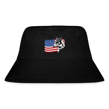 Kurzhaarcollie Collie Amerika Fahne Hunde Wilsigns - Stanley/Stella recycelter Bucket Hat - Schwarz - Vorne