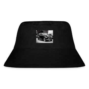 50s vintage vehicle, black and white, generativeai - Stanley/Stella recycelter Bucket Hat - Schwarz - Vorne