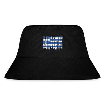 Griechenland Flagge Hellas Athen Griechische Fahne - Stanley/Stella recycelter Bucket Hat - Schwarz - Vorne