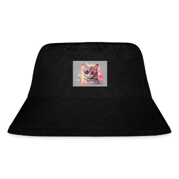 Bunte Katze - Stanley/Stella recycelter Bucket Hat - Schwarz - Vorne