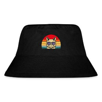 Retro Katze | Katzenliebhaber | Geschenk Katzenfan - Stanley/Stella recycelter Bucket Hat - Schwarz - Vorne