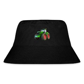 Neuer großer Traktor mit roten Felgen - Stanley/Stella recycelter Bucket Hat - Schwarz - Vorne