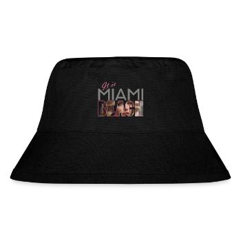 "It is Miami Beach" - Sonne, Strand und Meer - Stanley/Stella recycelter Bucket Hat - Schwarz - Vorne