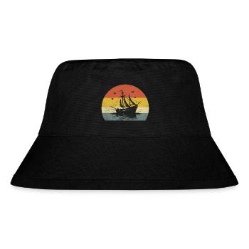 Retro Boating Paddle Boat - Stanley/Stella Recycled Bucket Hat - black - Front