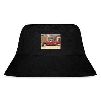 Vintage Pink Car und Psalm-Leitung - Stanley/Stella recycelter Bucket Hat - Schwarz - Vorne