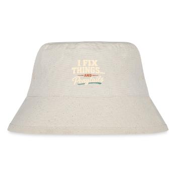 Ich reparier alles, auch Pferdeschwänze | Papa - Stanley/Stella recycelter Bucket Hat - Naturweiß - Vorne