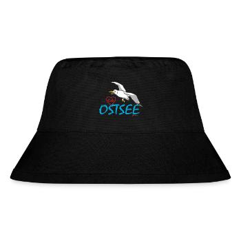 Möwe, Ich liebe die Ostsee - Stanley/Stella recycelter Bucket Hat - Schwarz - Vorne