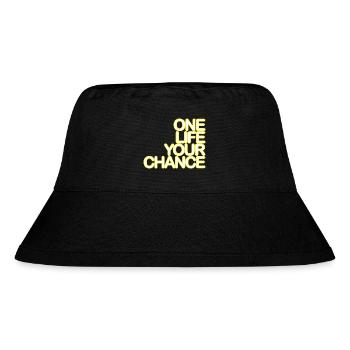 One LIFE your CHANCE 05weissKgelb - Stanley/Stella recycelter Bucket Hat - Schwarz - Vorne