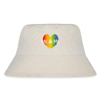 Regenbogen Mr and Mr 2 rainbow Herz schwule Hochze - Stanley/Stella recycelter Bucket Hat - Naturweiß - Vorne
