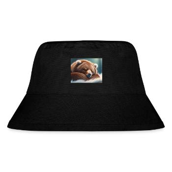 Niedliche Tiere im Winterschlaf – Braunbär - Stanley/Stella recycelter Bucket Hat - Schwarz - Vorne