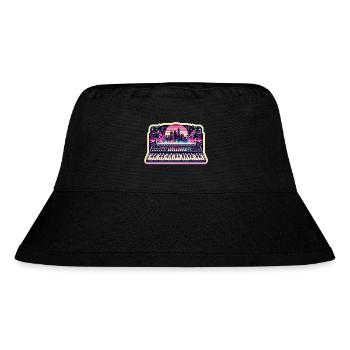 Synthesizer Neon City - Stanley/Stella recycelter Bucket Hat - Schwarz - Vorne