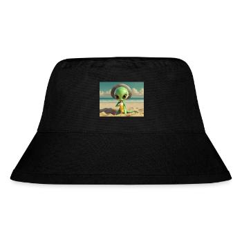 niedliche kleine grüne retro vintage alien sonnenbaden - Stanley/Stella recycelter Bucket Hat - Schwarz - Vorne