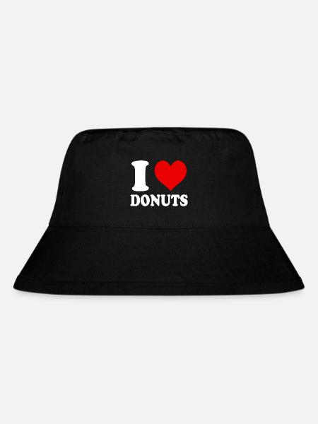 Ich liebe Donuts, Herz, Lustig, Witzig - Stanley/Stella recycelter Bucket Hat - Schwarz