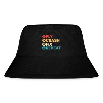 Fly Crash Fix Repeat Drone Pilot RC Flight - Stanley/Stella Recycled Bucket Hat - black - Front