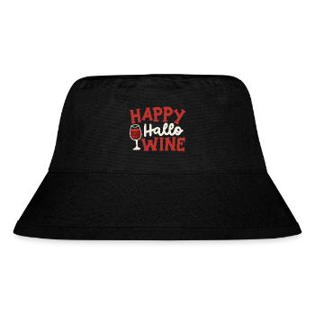 Fröhliches Halloween Wein trinken - Stanley/Stella recycelter Bucket Hat - Schwarz - Vorne