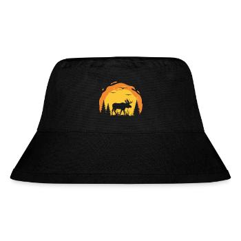 Silhouette d’orignal dans la forêt du coucher du soleil - Bob recyclé Stanley/Stella - noir - Devant