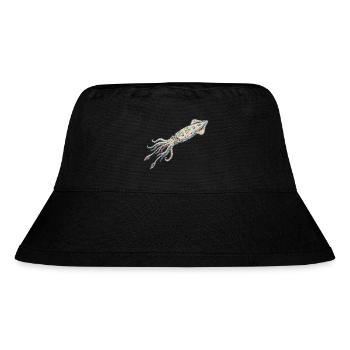 Bestickter Tintenfisch – Meeresmotiv (gedruckt) - Stanley/Stella recycelter Bucket Hat - Schwarz - Vorne