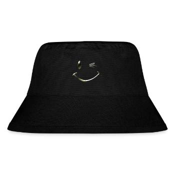 Shirt mit Smiley Zwinkern von Custom - Stanley/Stella recycelter Bucket Hat - Schwarz - Vorne