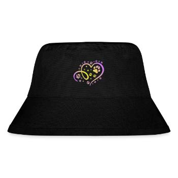Herz mit Pfötchen und Sternen - Stanley/Stella recycelter Bucket Hat - Schwarz - Vorne