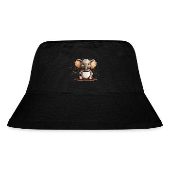 KAFFEETASSE ELEFANT KAFFEE - Stanley/Stella recycelter Bucket Hat - Schwarz - Vorne