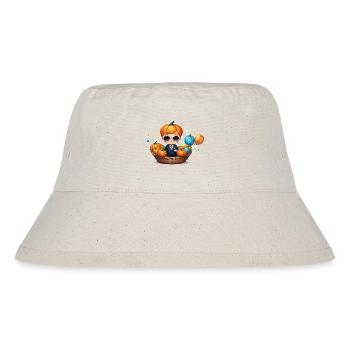 Kürbis Junge mit Sonnenbrille Halloween - Stanley/Stella recycelter Bucket Hat - Naturweiß - Vorne