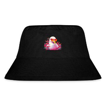 Pink seagull with sunglasses - Stanley/Stella Recycled Bucket Hat - black - Front