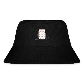 Sleepy Owl - Stanley/Stella Recycled Bucket Hat - black - Front